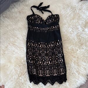 bebe Black Strapless Lace Dress